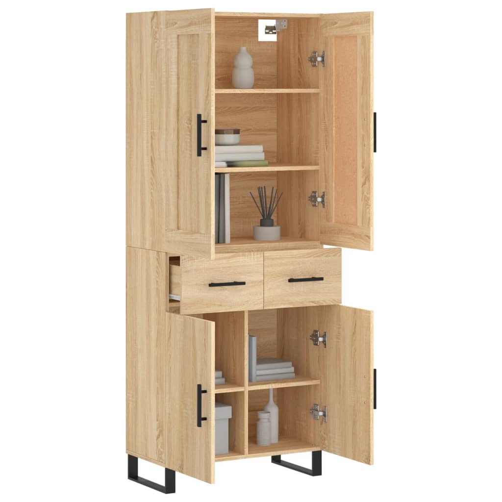 Highboard sonoma eik 69,5x34x180 cm konstruert tre