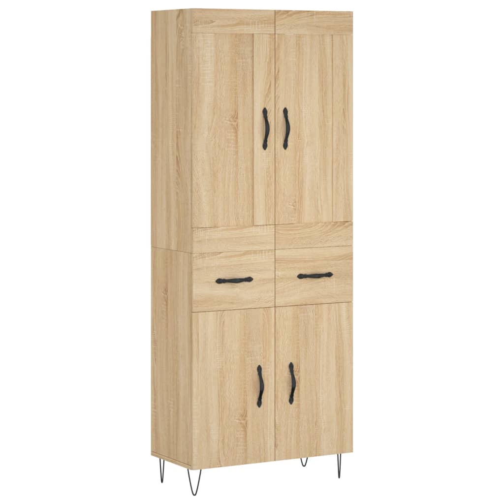 Highboard sonoma eik 69,5x34x180 cm konstruert tre