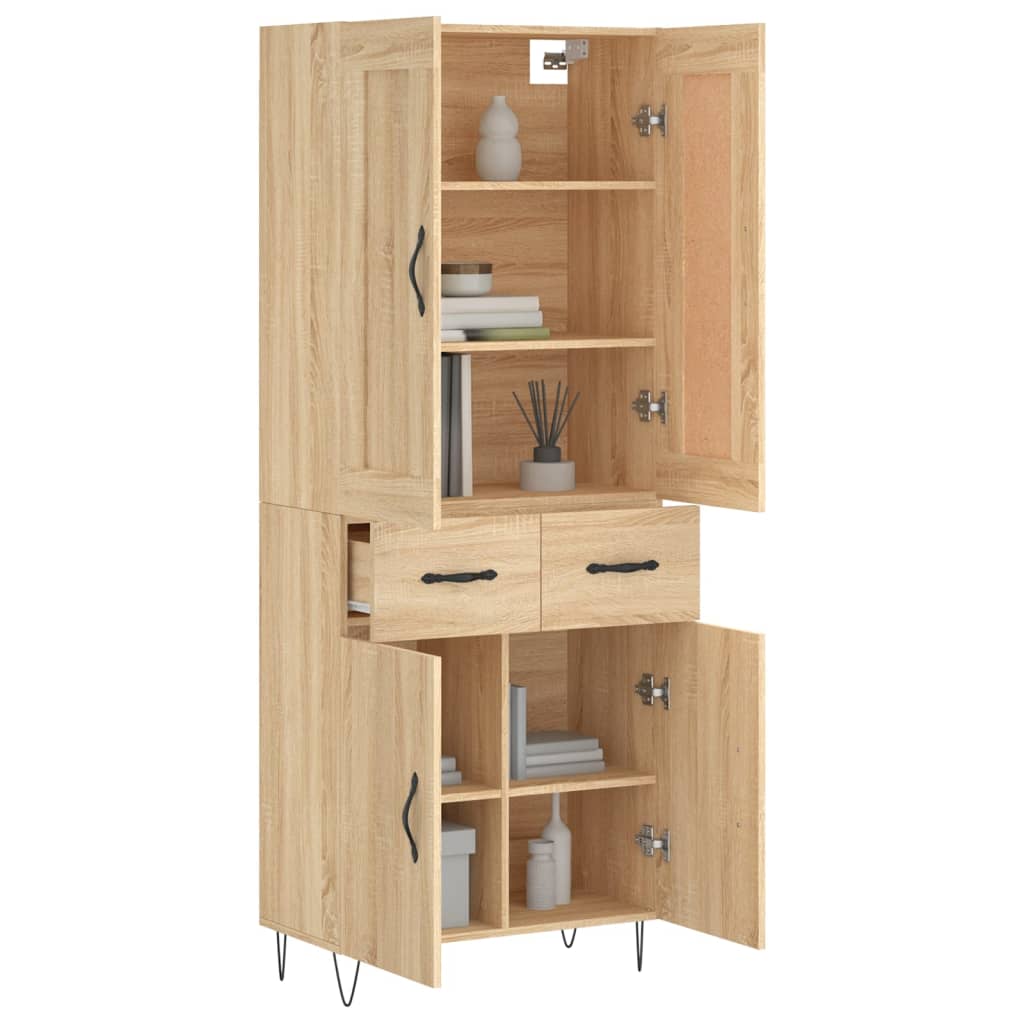 Highboard sonoma eik 69,5x34x180 cm konstruert tre