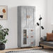 Highboard betonggrå 69,5x34x180 cm konstruert tre