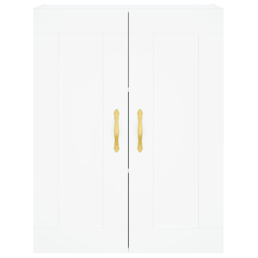 Highboard hvit 69,5x34x180 cm konstruert tre