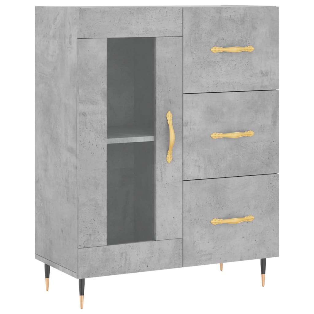 Highboard betonggrå 69,5x34x180 cm konstruert tre