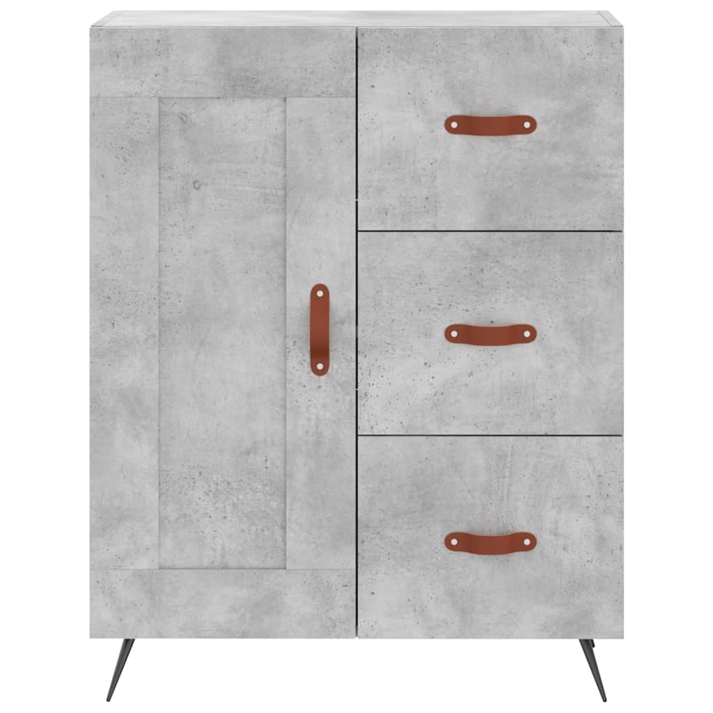 Highboard betonggrå 69,5x34x180 cm konstruert tre