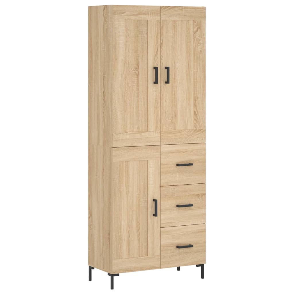 Highboard sonoma eik 69,5x34x180 cm konstruert tre