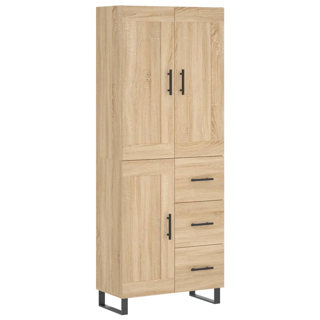 Highboard sonoma eik 69,5x34x180 cm konstruert tre