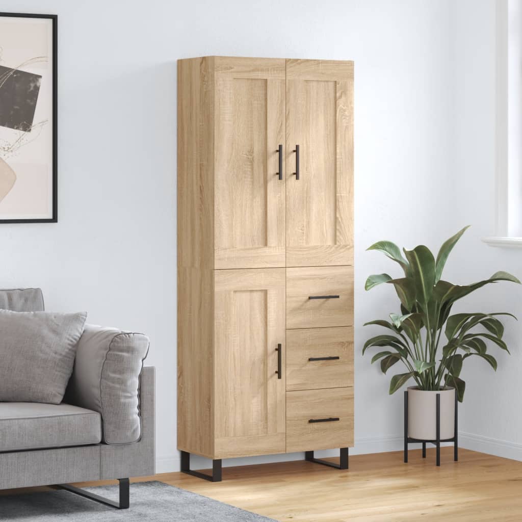 Highboard sonoma eik 69,5x34x180 cm konstruert tre