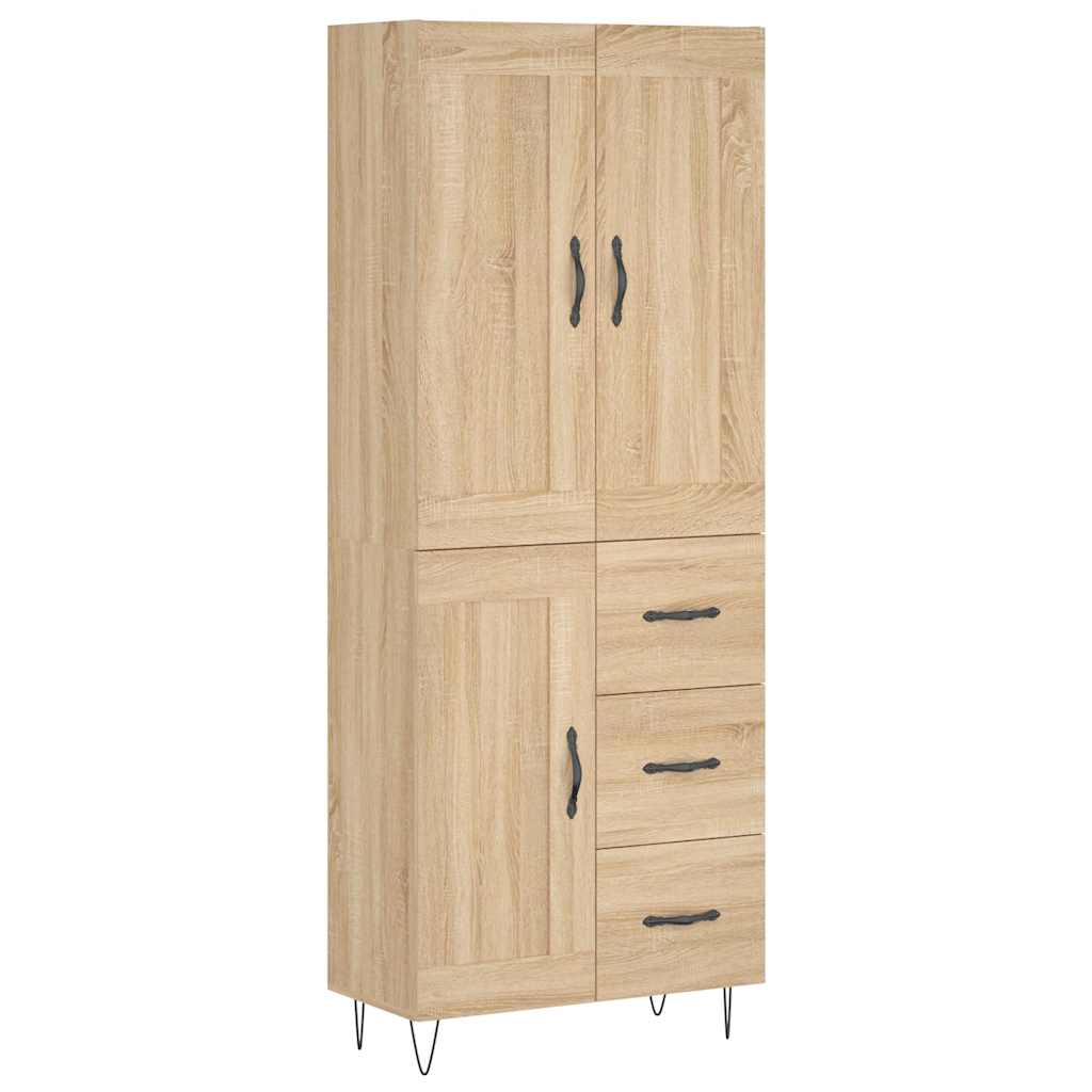 Highboard sonoma eik 69,5x34x180 cm konstruert tre