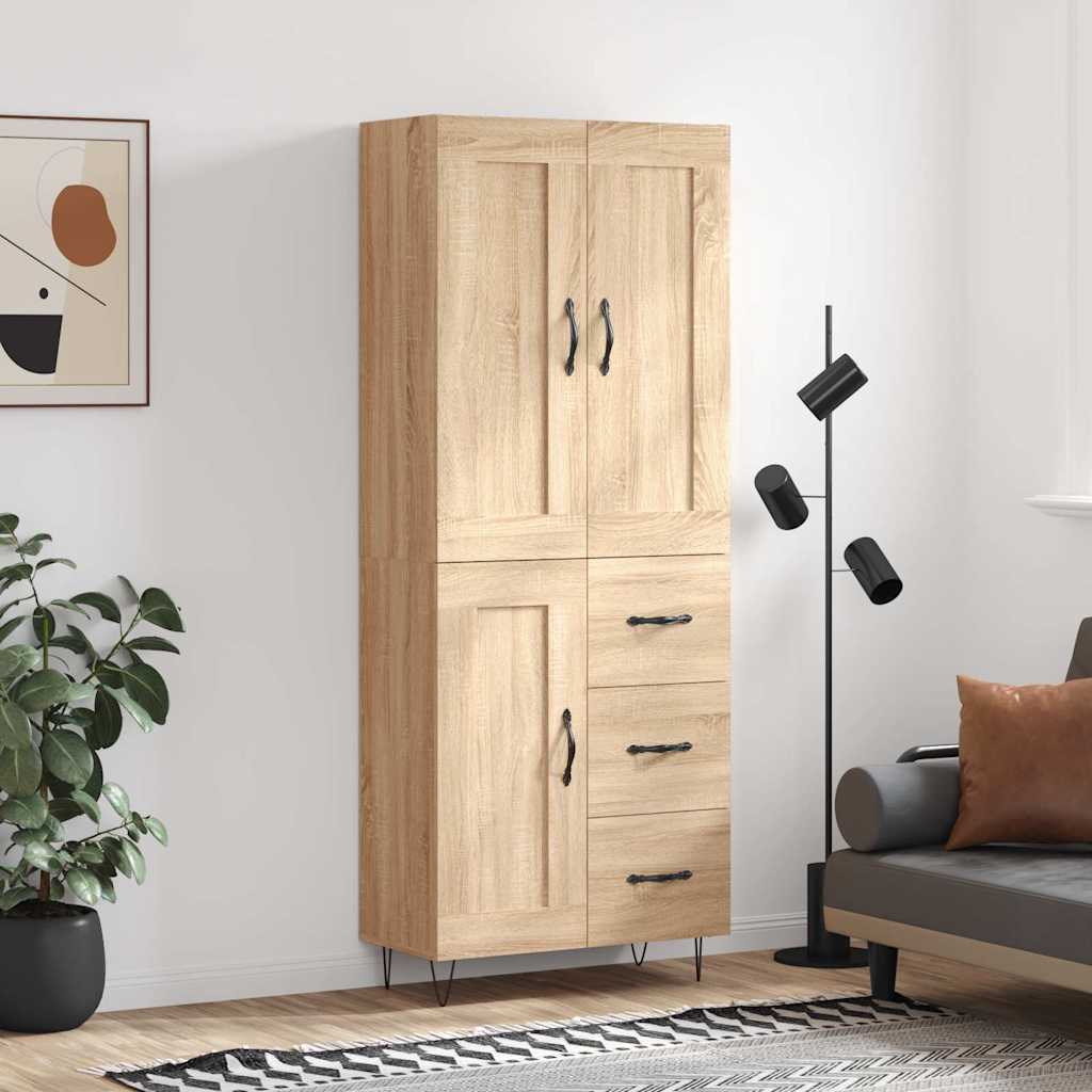 Highboard sonoma eik 69,5x34x180 cm konstruert tre