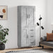 Highboard betonggrå 69,5x34x180 cm konstruert tre