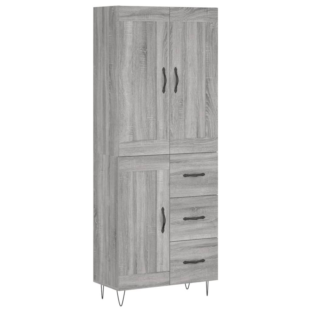 Highboard grå sonoma 69,5x34x180 cm konstruert tre vidaXL