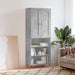 Highboard betonggrå 69,5x34x180 cm konstruert tre
