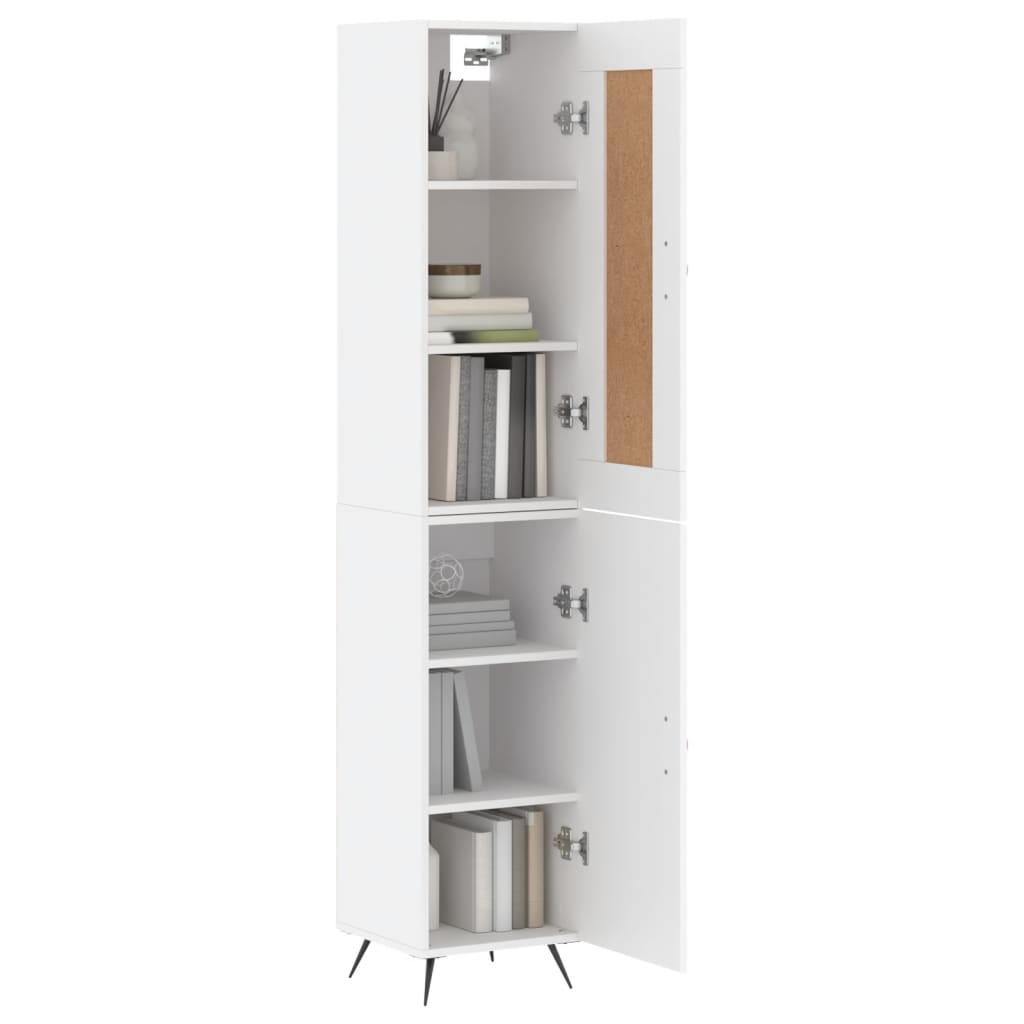 Highboard hvit 34,5x34x180 cm konstruert tre