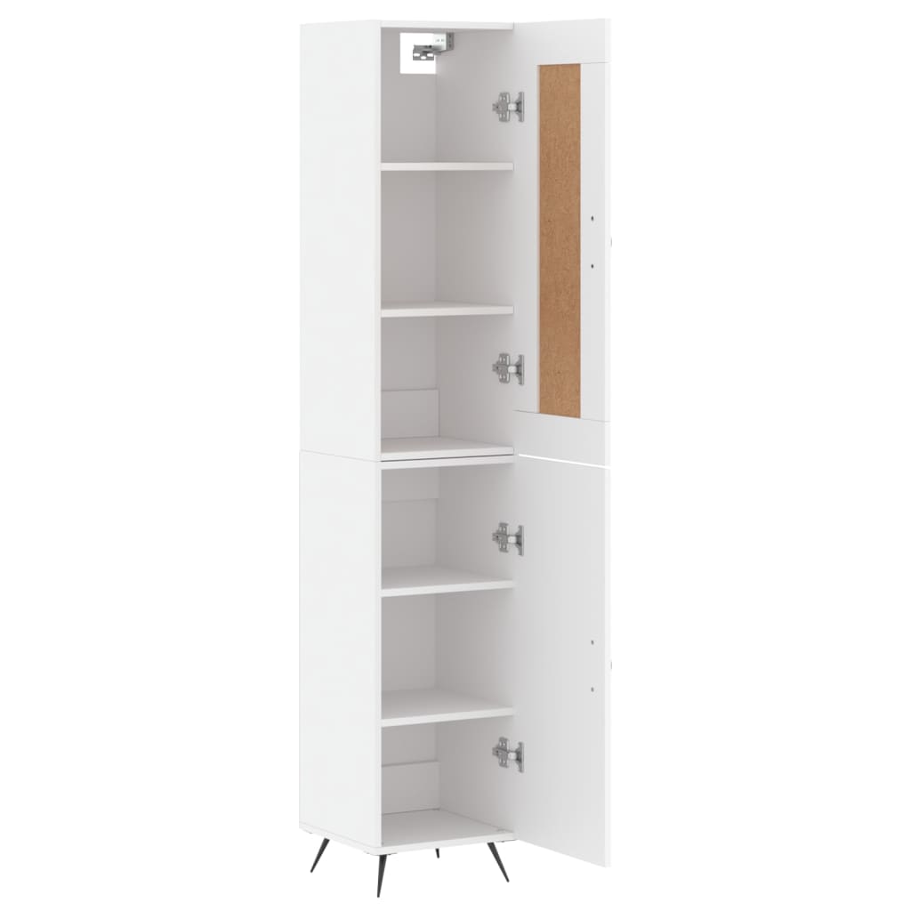 Highboard hvit 34,5x34x180 cm konstruert tre