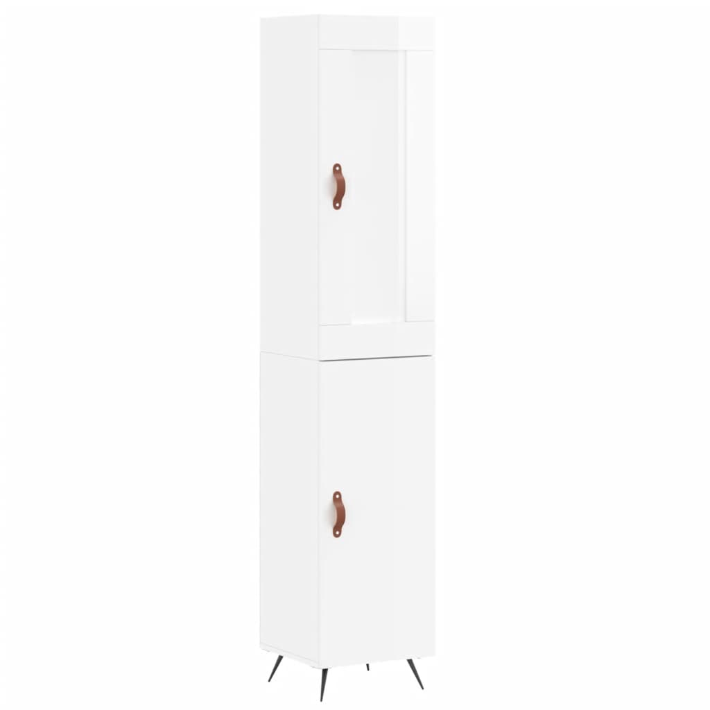 Highboard høyglans hvit 34,5x34x180 cm konstruert tre