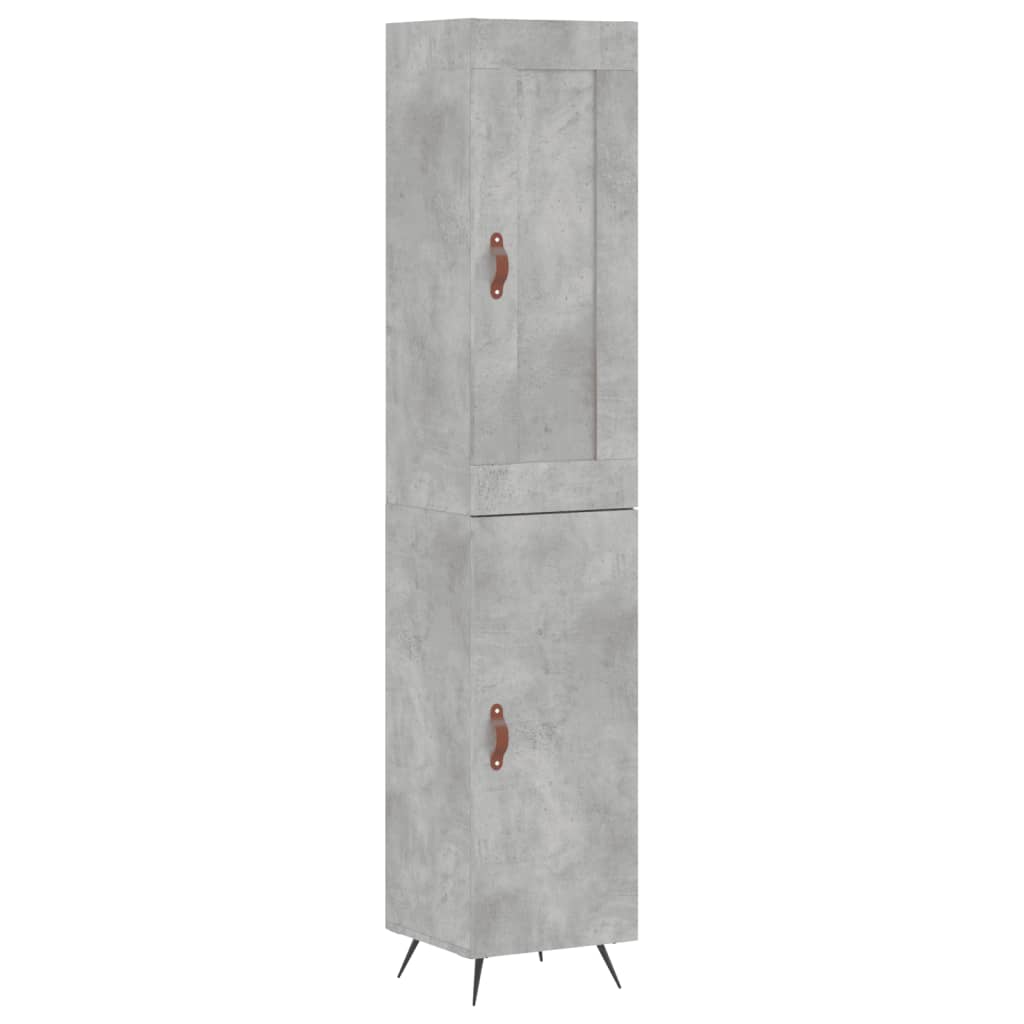 Highboard betonggrå 34,5x34x180 cm konstruert tre