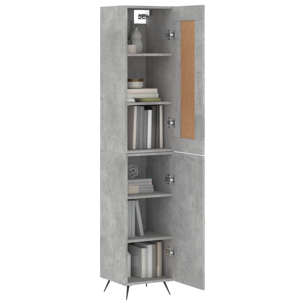 Highboard betonggrå 34,5x34x180 cm konstruert tre