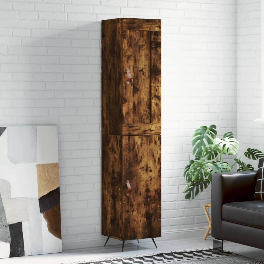 Highboard røkt eik 34,5x34x180 cm konstruert tre