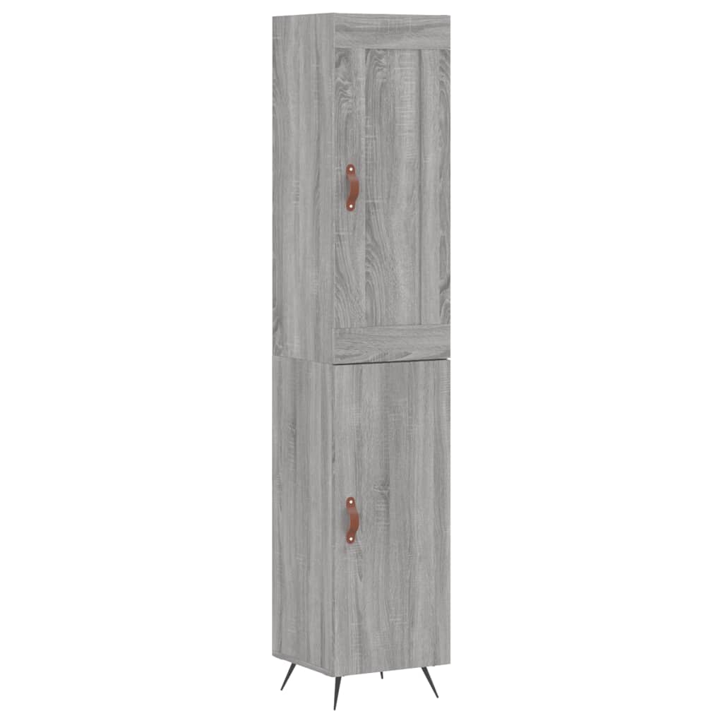 Highboard grå sonoma 34,5x34x180 cm konstruert tre