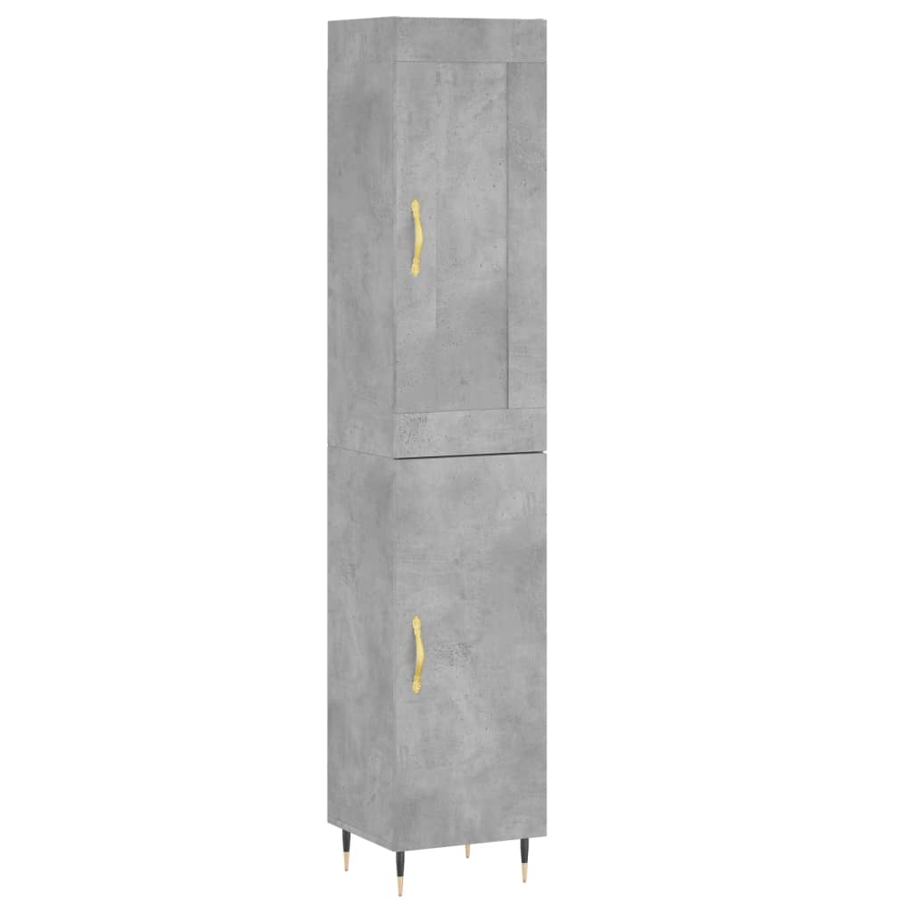 Highboard betonggrå 34,5x34x180 cm konstruert tre vidaXL