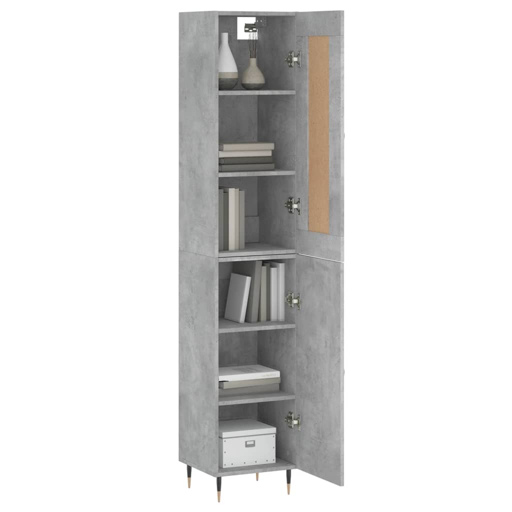 Highboard betonggrå 34,5x34x180 cm konstruert tre vidaXL