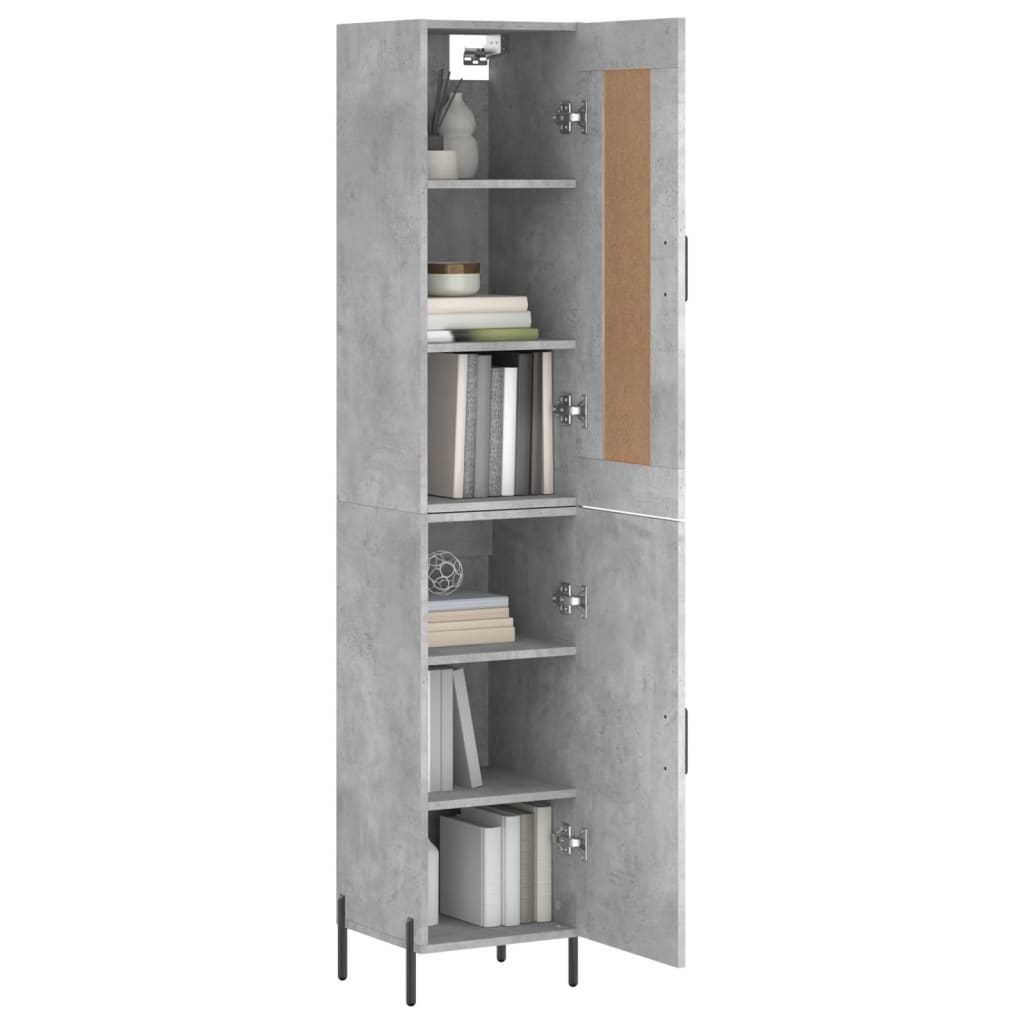 Highboard betonggrå 34,5x34x180 cm konstruert tre