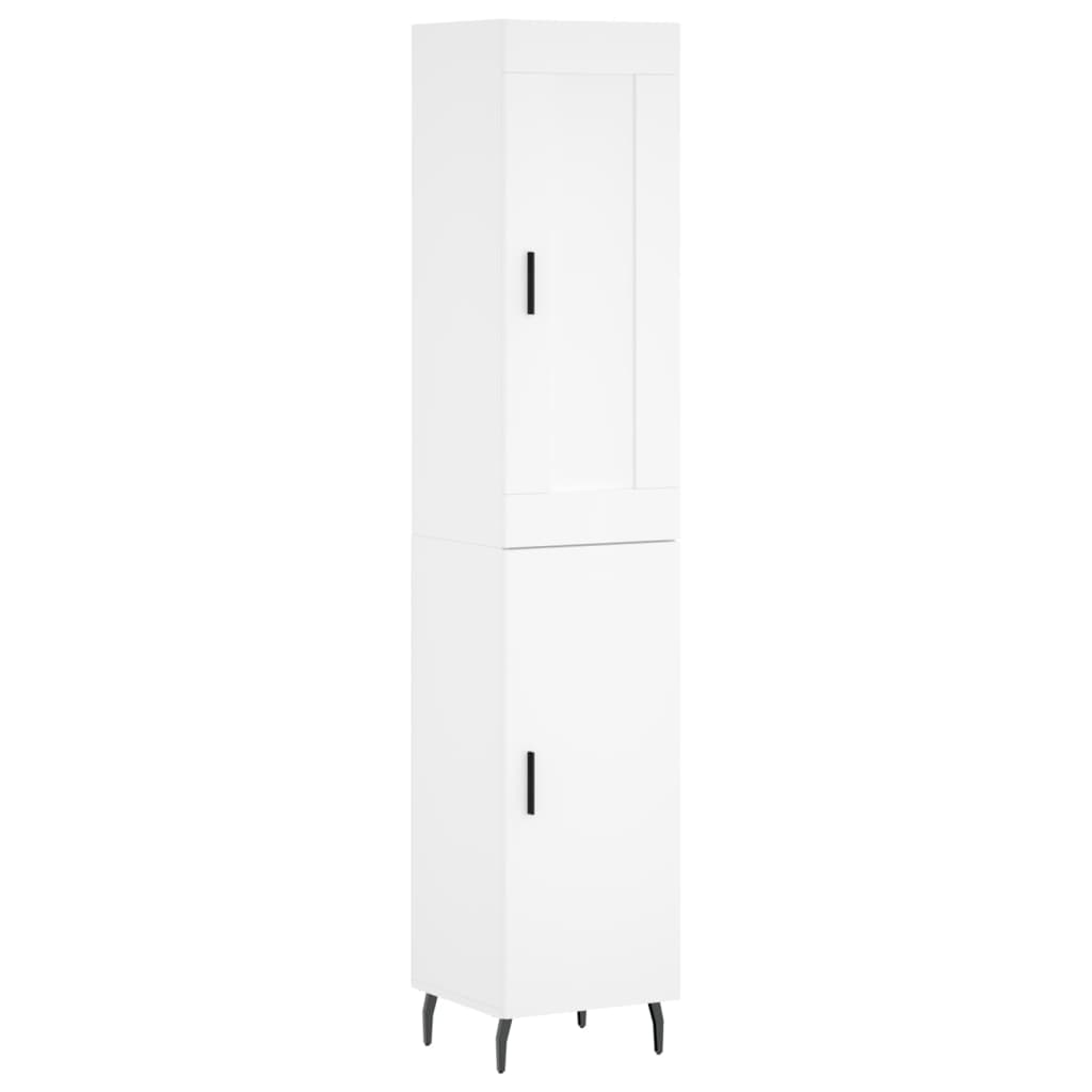 Highboard hvit 34,5x34x180 cm konstruert tre