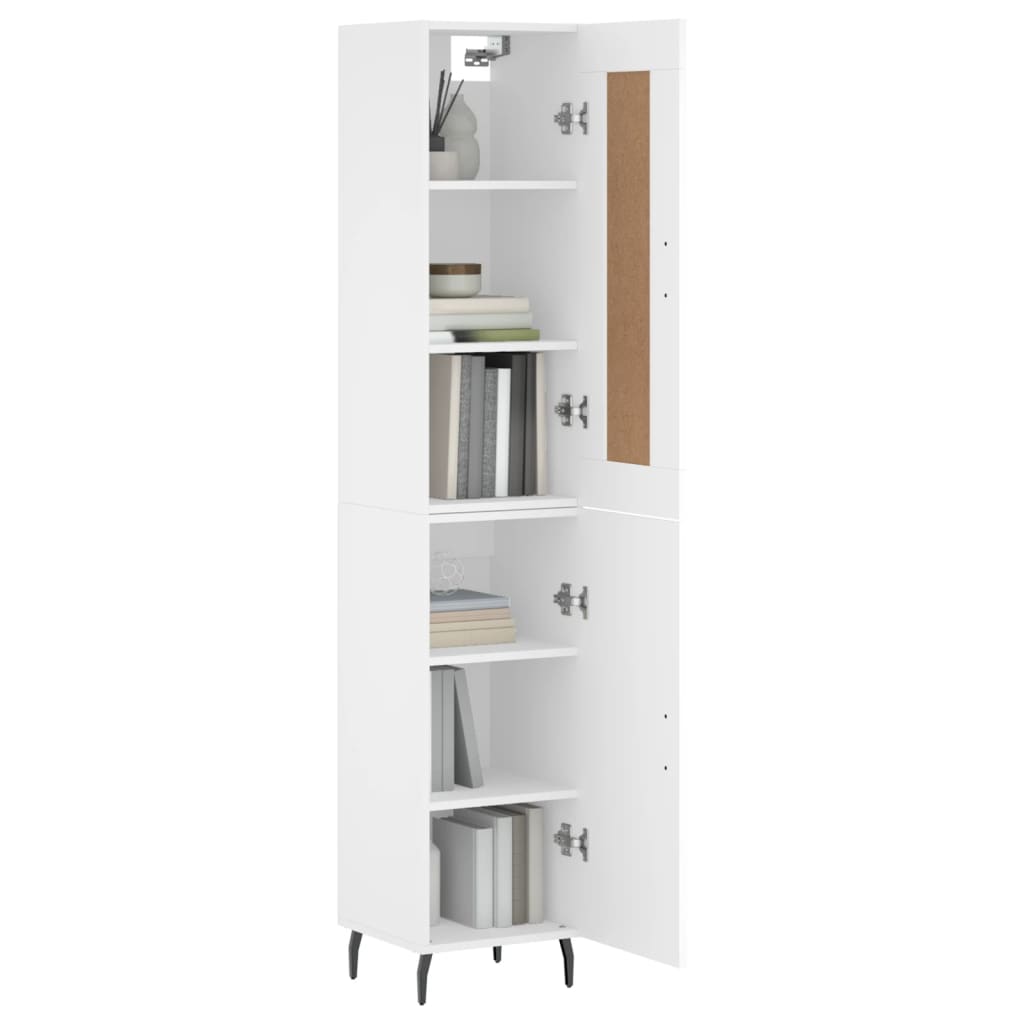 Highboard hvit 34,5x34x180 cm konstruert tre
