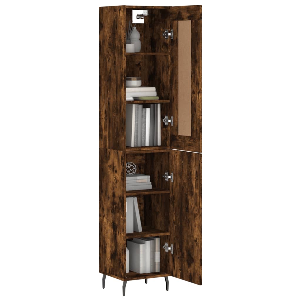 Highboard røkt eik 34,5x34x180 cm konstruert tre
