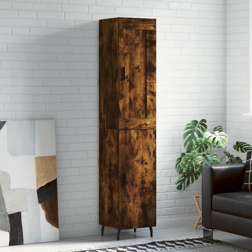 Highboard røkt eik 34,5x34x180 cm konstruert tre