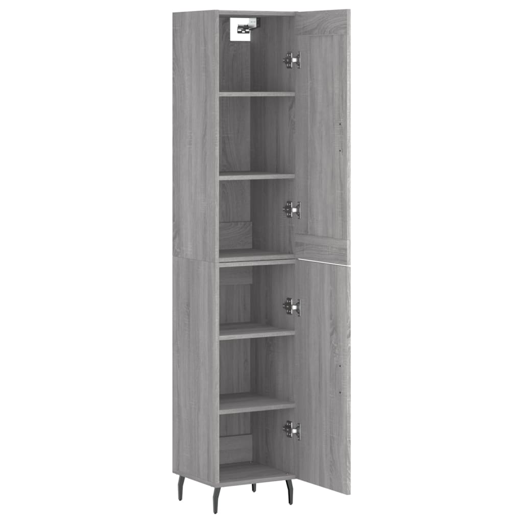 Highboard grå sonoma 34,5x34x180 cm konstruert tre