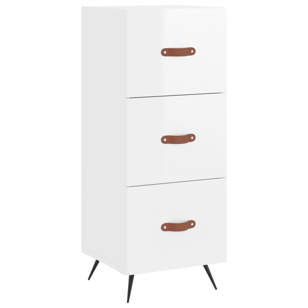Highboard høyglans hvit 34,5x34x180 cm konstruert tre