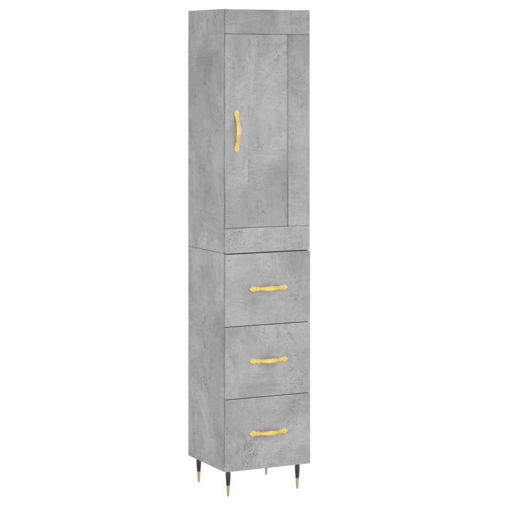 Highboard betonggrå 34,5x34x180 cm konstruert tre vidaXL