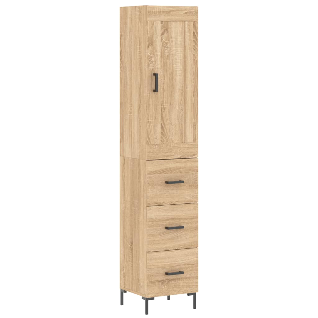 Highboard sonoma eik 34,5x34x180 cm konstruert tre