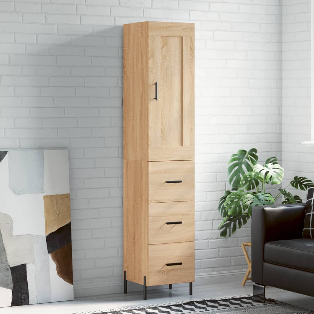 Highboard sonoma eik 34,5x34x180 cm konstruert tre