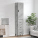 Highboard betonggrå 34,5x34x180 cm konstruert tre
