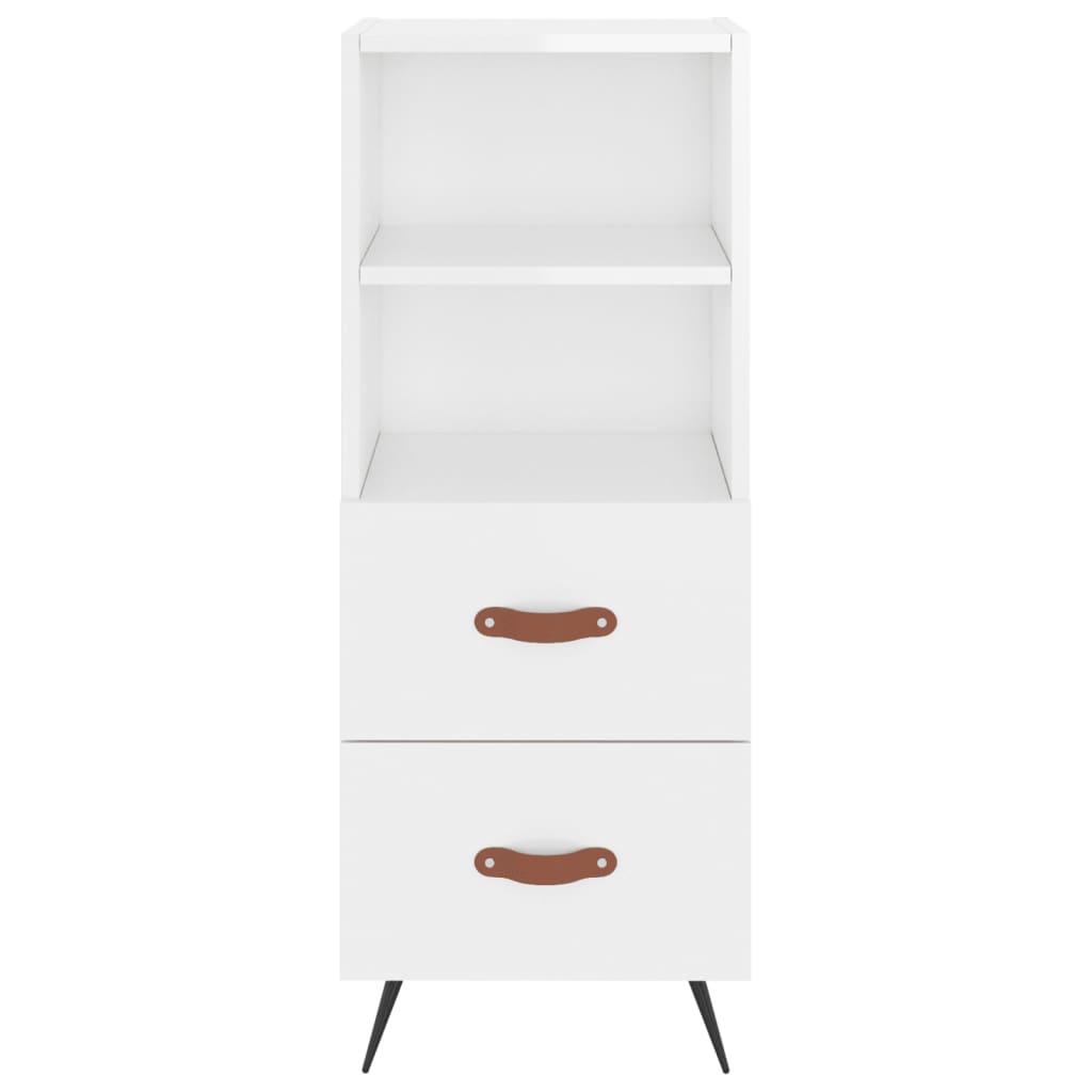 Highboard høyglans hvit 34,5x34x180 cm konstruert tre