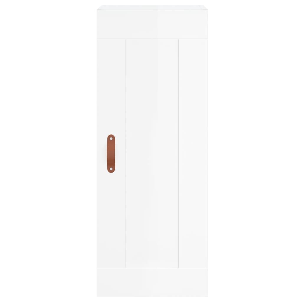 Highboard høyglans hvit 34,5x34x180 cm konstruert tre