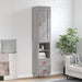 Highboard grå sonoma 34,5x34x180 cm konstruert tre