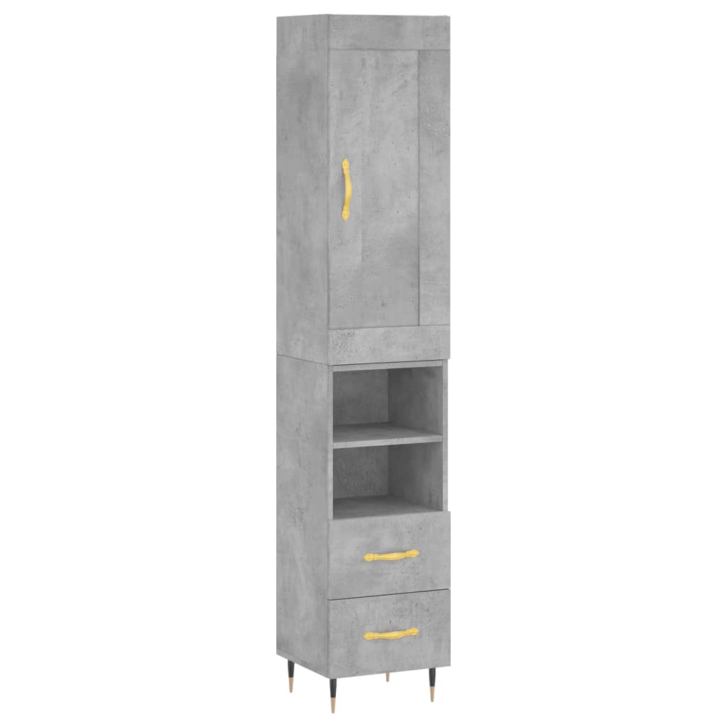 Highboard betonggrå 34,5x34x180 cm konstruert tre vidaXL