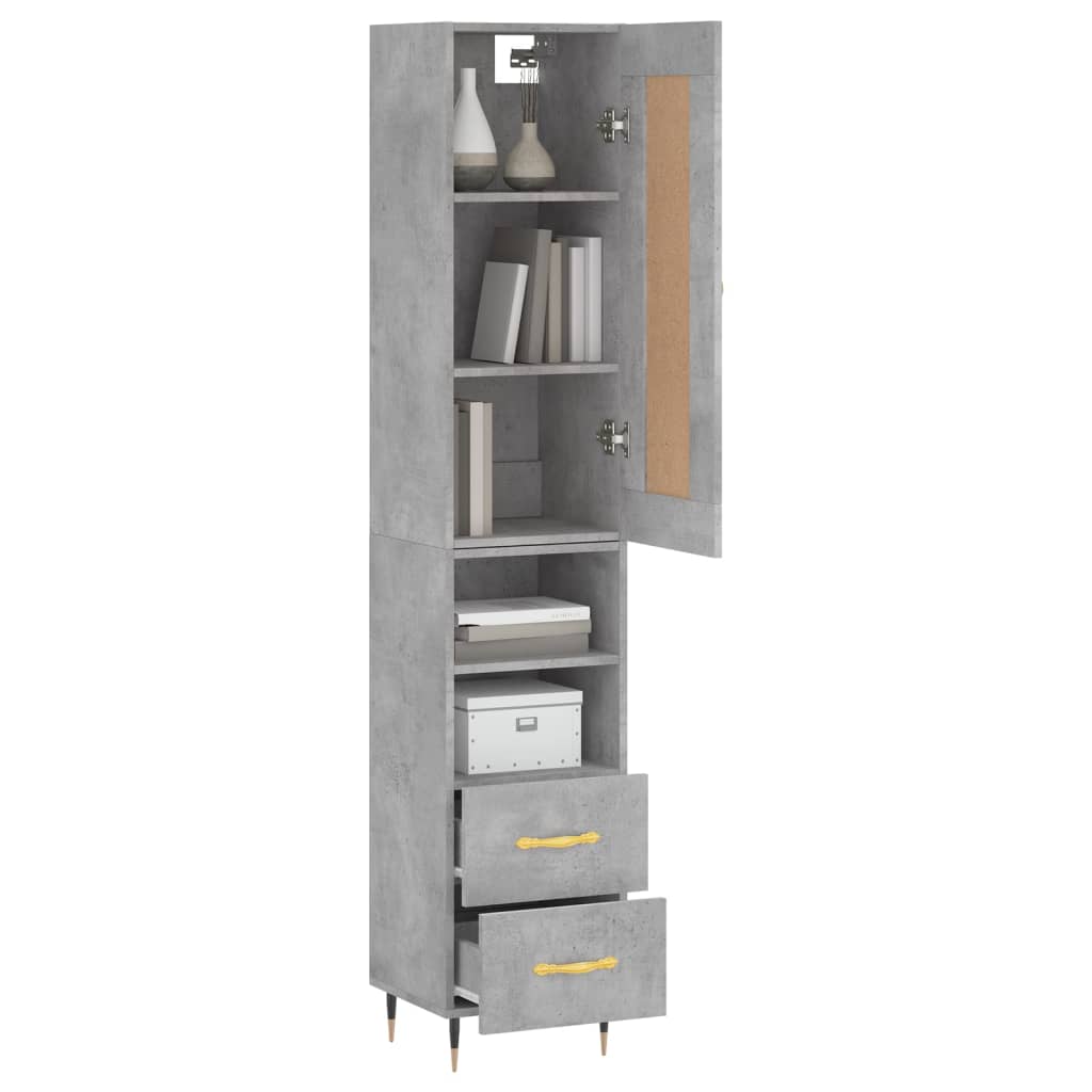 Highboard betonggrå 34,5x34x180 cm konstruert tre vidaXL