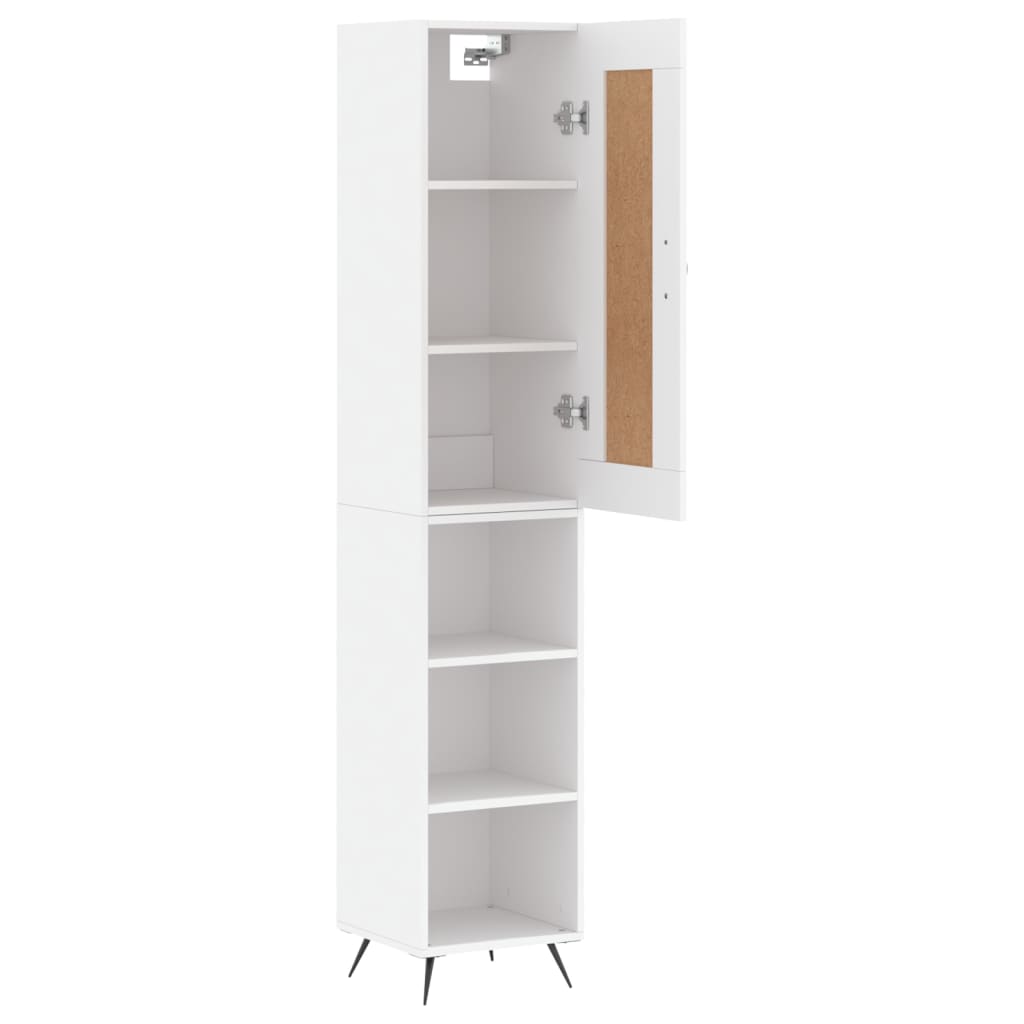 Highboard hvit 34,5x34x180 cm konstruert tre