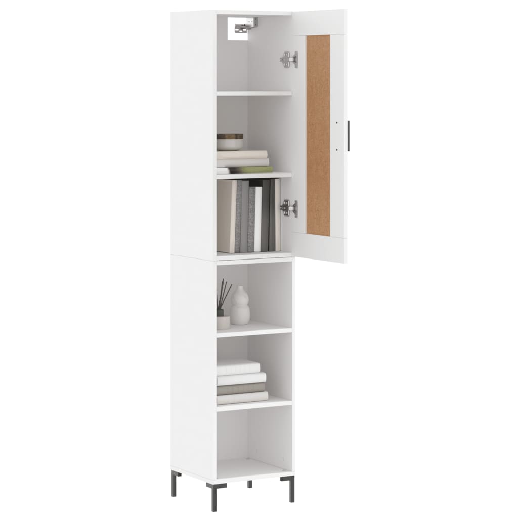 Highboard hvit 34,5x34x180 cm konstruert tre