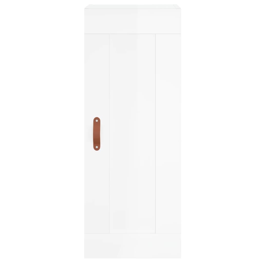 Highboard høyglans hvit 34,5x34x180 cm konstruert tre