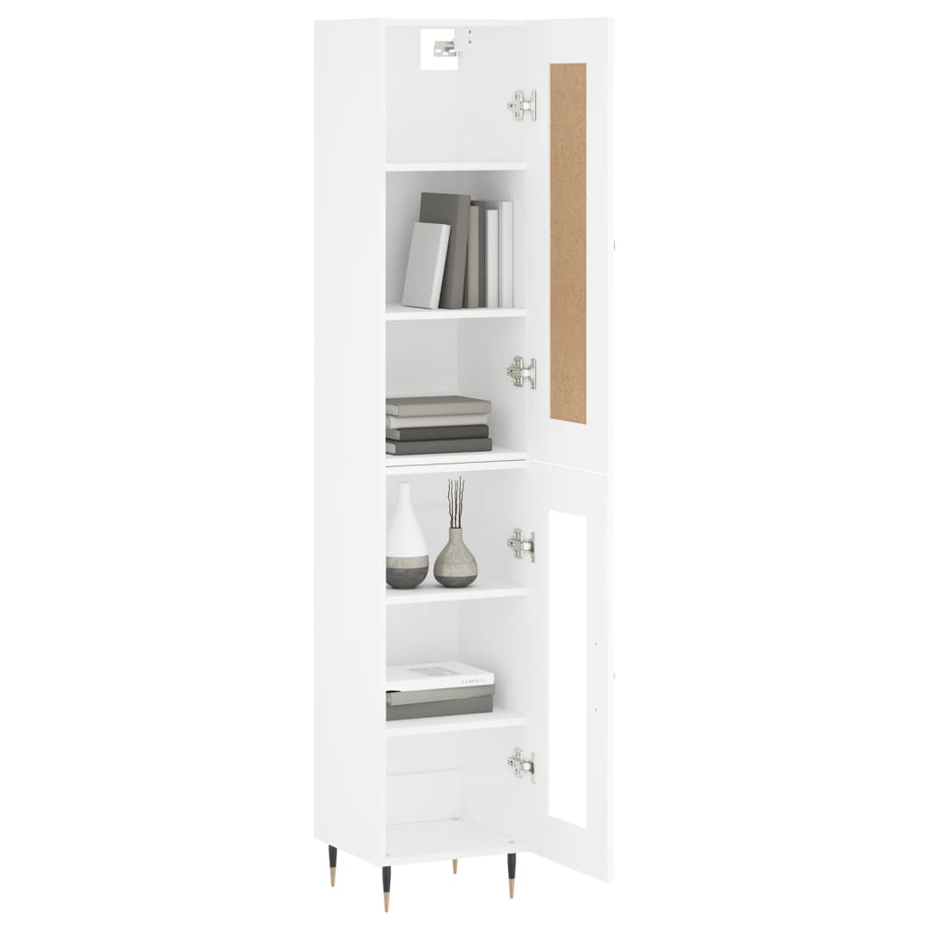 Highboard hvit 34,5x34x180 cm konstruert tre
