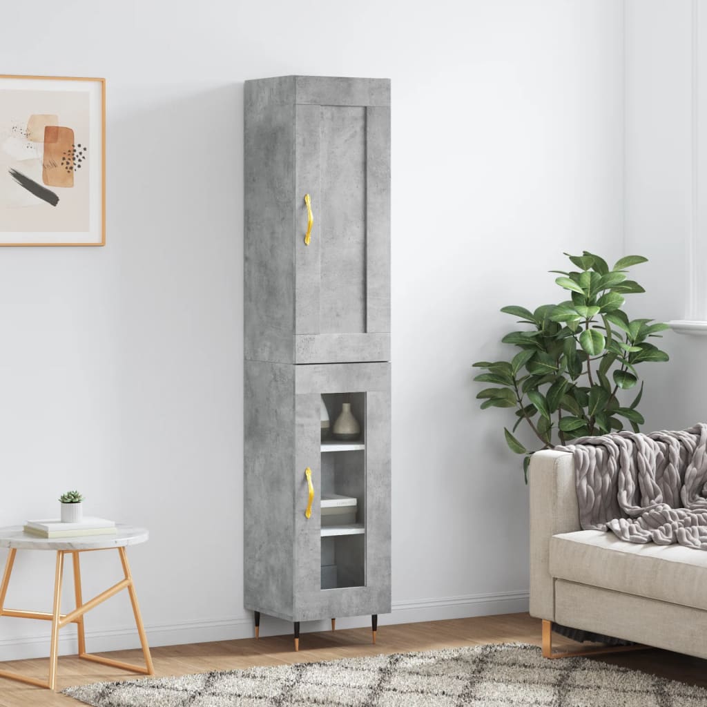 Highboard betonggrå 34,5x34x180 cm konstruert tre vidaXL