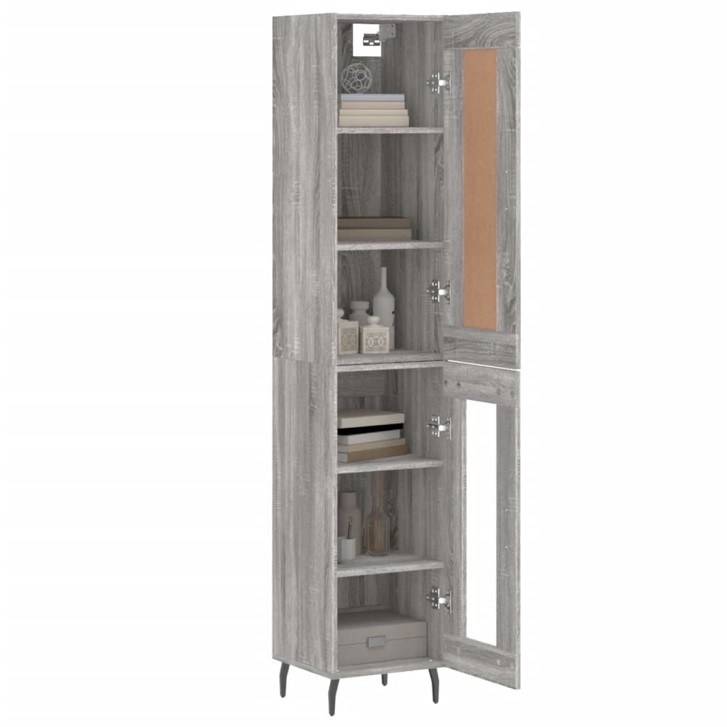 Highboard grå sonoma 34,5x34x180 cm konstruert tre