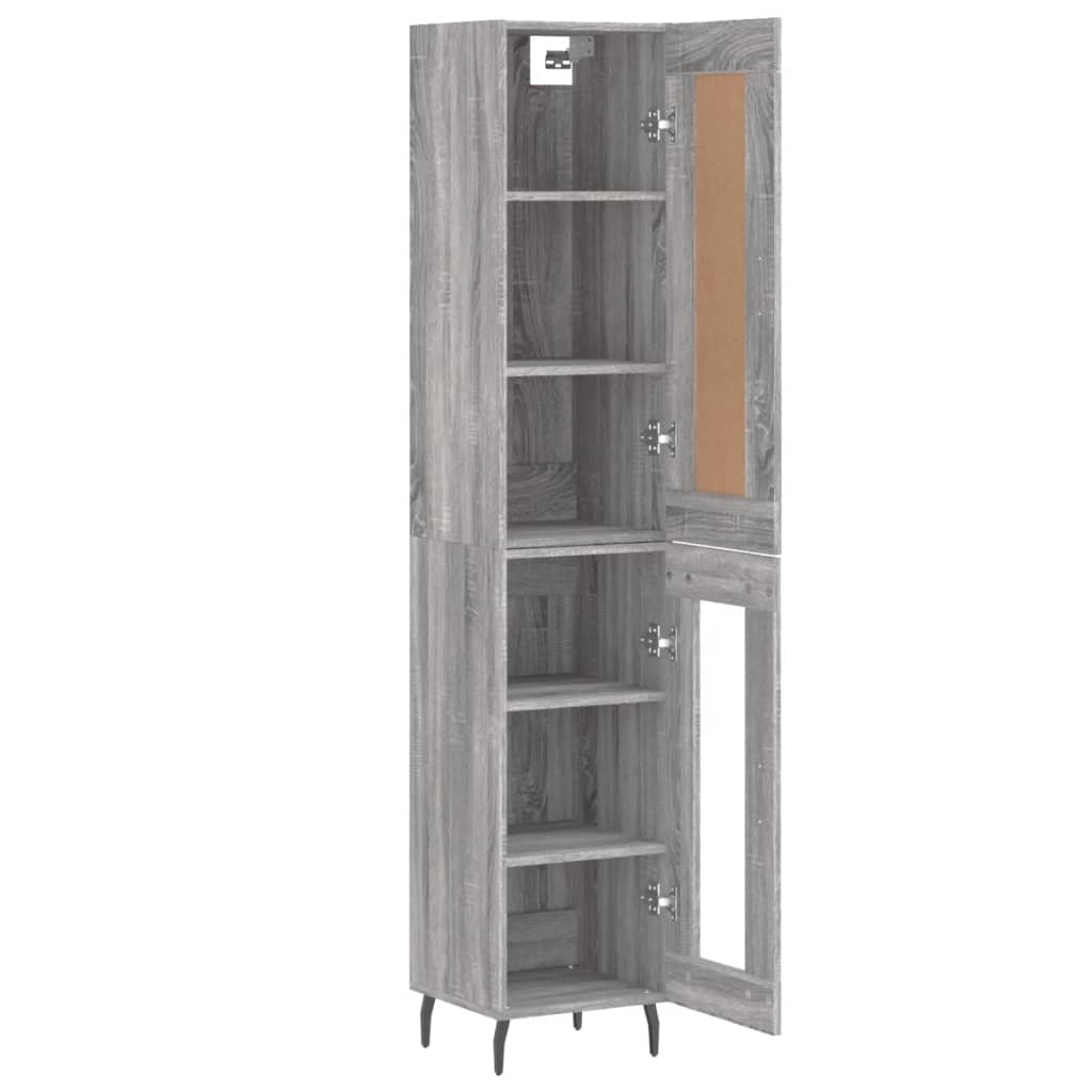 Highboard grå sonoma 34,5x34x180 cm konstruert tre