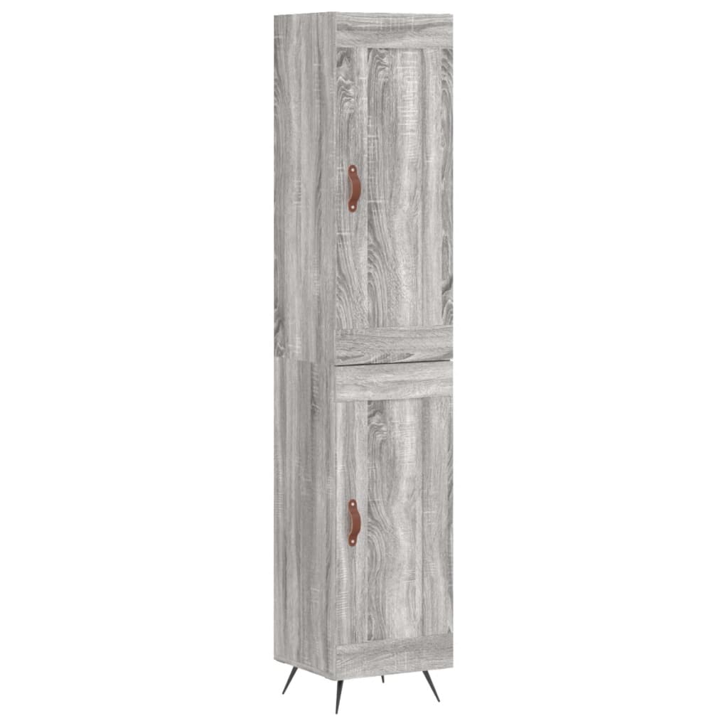 Highboard grå sonoma 34,5x34x180 cm konstruert tre