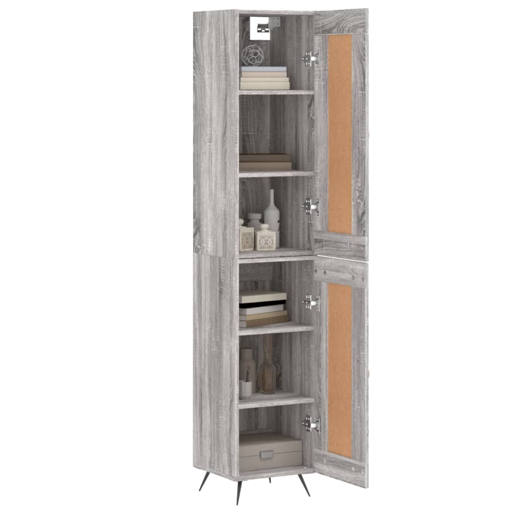 Highboard grå sonoma 34,5x34x180 cm konstruert tre