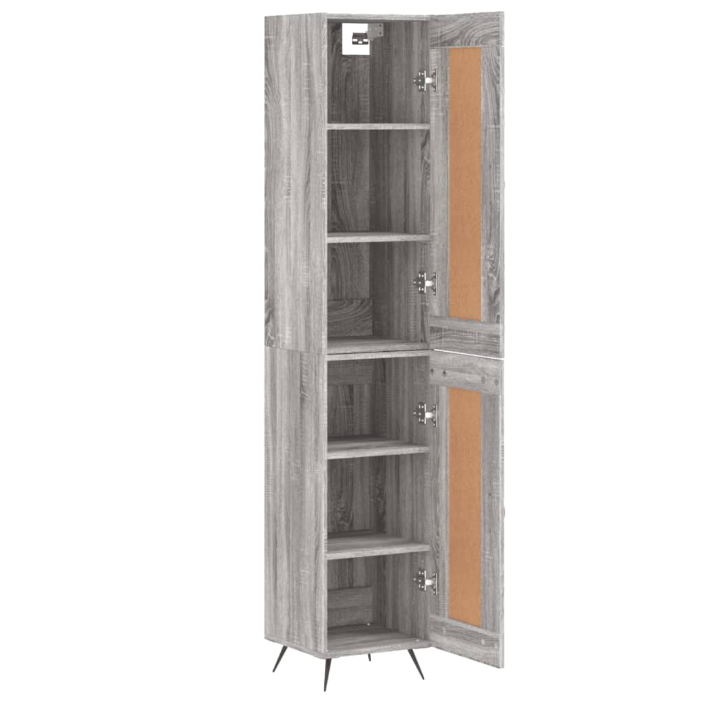 Highboard grå sonoma 34,5x34x180 cm konstruert tre